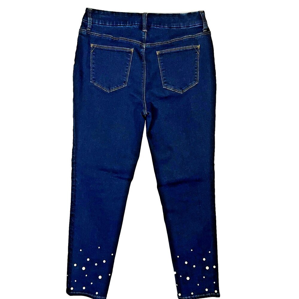 Chico's Ankle Jeans Womens S (0) Perfect Stretch Slim Leg Girlfriend Beaded Hems - Picture 4 of 14